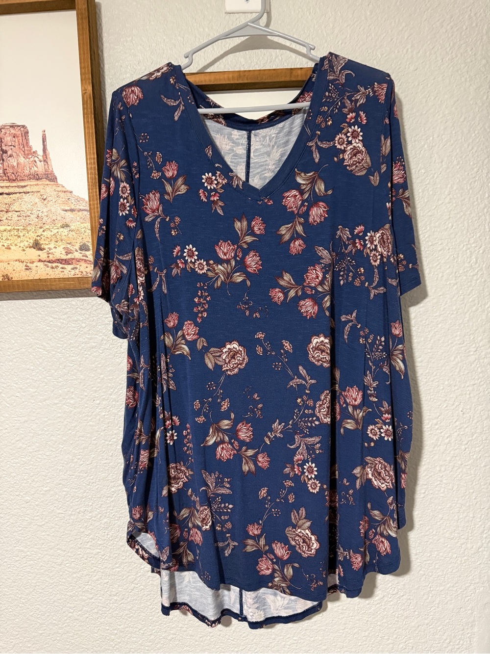 Maurices 24/7 Elbow Sleeve Floral Tunic Tee – Size 2X
